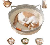 Stimulicat Cat Bed, Stimulicat Handwoven Basket, Cat Bed Rope Cotton, Foldable Scratchable Hammock with Cats Ear Design, Breathable & Easy to Clean, for Small & Large Pets (Grey,Medium)