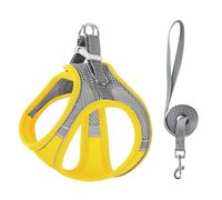 Stimulicat Cat Harness-2025 Upgraded Escape Proof Step-in Mesh Vest with Reflective Strips, Outdoor Explorer Walking Harness (Gray-Yellow,M 6-8kg)