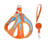 Stimulicat Cat Harness-2025 Upgraded Escape Proof Step-in Mesh Vest with Reflective Strips, Outdoor Explorer Walking Harness (Blue-Orange,L 8-10kg)
