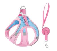 Stimulicat Cat Harness-2025 Upgraded Escape Proof Step-in Mesh Vest with Reflective Strips, Outdoor Explorer Walking Harness (Blue-Pink,M 6-8kg)