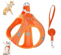 Stimulicat Cat Harness, Adjustable Cat Harness and Leash Set-Escape Proof Soft Mesh Vest, with Reflective Safety Strips, for Cats and Dogs (Orange,S)