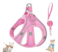 Stimulicat Cat Harness and Leash Set, Stimuli Cat Explorer Harness Design for Outdoor Cats, Soft Breathable Cats Leash Easy to Wear, with Reflective Safety Strips (M,Pink)