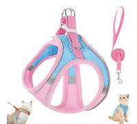 Stimulicat Cat Harness and Leash Set, Stimuli Cat Explorer Harness Design for Outdoor Cats, Soft Breathable Cats Leash Easy to Wear, with Reflective Safety Strips (M,Blue Pink)