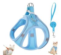 Stimulicat Cat Harness and Leash Set, Stimuli Cat Explorer Harness Design for Outdoor Cats, Soft Breathable Cats Leash Easy to Wear, with Reflective Safety Strips (L,Blue)