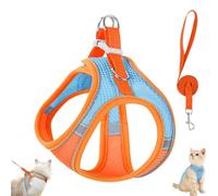 Stimulicat Cat Harness and Leash Set, Stimuli Cat Explorer Harness Design for Outdoor Cats, Soft Breathable Cats Leash Easy to Wear, with Reflective Safety Strips (M,Orange Blue)