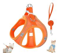 Stimulicat Cat Harness and Leash Set, Stimuli Cat Explorer Harness Design for Outdoor Cats, Soft Breathable Cats Leash Easy to Wear, with Reflective Safety Strips (XXXS,Orange)
