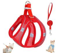 Stimulicat Cat Harness and Leash Set, Stimuli Cat Explorer Harness Design for Outdoor Cats, Soft Breathable Cats Leash Easy to Wear, with Reflective Safety Strips (XXS,Red)