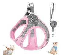 Stimulicat Cat Harness and Leash Set, Stimuli Cat Explorer Harness Design for Outdoor Cats, Soft Breathable Cats Leash Easy to Wear, with Reflective Safety Strips (L,Pink Grey)