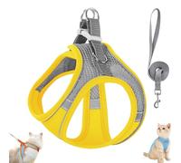 Stimulicat Cat Harness and Leash Set, Stimuli Cat Explorer Harness Design for Outdoor Cats, Soft Breathable Cats Leash Easy to Wear, with Reflective Safety Strips (XS,Grey Yellow)