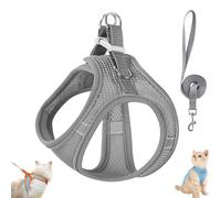 Stimulicat Cat Harness and Leash Set, Stimuli Cat Explorer Harness Design for Outdoor Cats, Soft Breathable Cats Leash Easy to Wear, with Reflective Safety Strips (XXS,Grey)