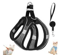 Stimulicat Cat Harness and Leash Set, Stimuli Cat Explorer Harness Design for Outdoor Cats, Soft Breathable Cats Leash Easy to Wear, with Reflective Safety Strips (XXXS,Black)