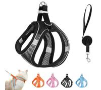 Stimulicat Cat Harness, Cat Harness and Leash Set, Anti-Escape Outdoor Pet Leash, Highly Reflective Adjustable Breathable Easy-to-Wear Pet Harness for Pets Outdoors (Black, XS)