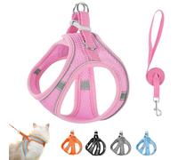 Stimulicat Cat Harness, Cat Harness and Leash Set, Anti-Escape Outdoor Pet Leash, Highly Reflective Adjustable Breathable Easy-to-Wear Pet Harness for Pets Outdoors (Pink, S)