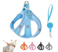 Stimulicat Cat Harness, Cat Harness and Leash Set, Anti-Escape Outdoor Pet Leash, Highly Reflective Adjustable Breathable Easy-to-Wear Pet Harness for Pets Outdoors (Blue, S)