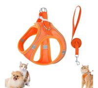 Stimulicat Cat Harness Design for Outdoor Cats, Stimuli Cat Harness, Adjustable Soft Mesh Vest Harness Escape Proof with Reflective Safety Strips, Allowing Cats to Safe (Orange,M)