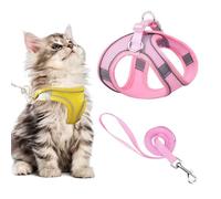 Stimulicat Cat Harness, Stimuli Cat Harness and Lead Set, Adjustable Reflective Kitten Walking Vest with Leash Cats Collar, Soft Mesh Vest for Small Medium Cats Pets Walking (Style A,L)