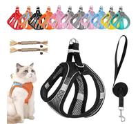 Stimulicat Cat Harness, Stimuli Cat Harness and Leash Set Escape Proof, Adjustable Soft Mesh Pet Vests with Reflective Safety Strips, Anti-Strangulation, Anti-Pull (#6,XS)