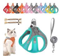 Stimulicat Cat Harness, Stimuli Cat Harness and Leash Set Escape Proof, Adjustable Soft Mesh Pet Vests with Reflective Safety Strips, Anti-Strangulation, Anti-Pull (#7,XXS)