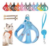Stimulicat Cat Harness, Stimuli Cat Harness and Leash Set Escape Proof, Adjustable Soft Mesh Pet Vests with Reflective Safety Strips, Anti-Strangulation, Anti-Pull (#5,L)