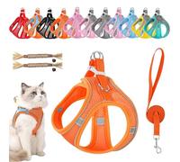 Stimulicat Cat Harness, Stimuli Cat Harness and Leash Set Escape Proof, Adjustable Soft Mesh Pet Vests with Reflective Safety Strips, Anti-Strangulation, Anti-Pull (#10,XXXS)