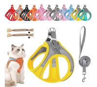 Stimulicat Cat Harness, Stimuli Cat Harness and Leash Set Escape Proof, Adjustable Soft Mesh Pet Vests with Reflective Safety Strips, Anti-Strangulation, Anti-Pull (#9,XXXS)