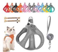 Stimulicat Cat Harness, Stimuli Cat Harness and Leash Set Escape Proof, Adjustable Soft Mesh Pet Vests with Reflective Safety Strips, Anti-Strangulation, Anti-Pull (#4,XXXS)