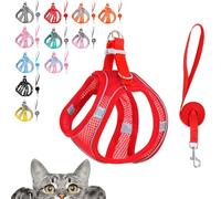 Stimulicat Cat Harness, Stimuli Cat Harness, Cat Harnes and Leash Set Escape Proof, Reflective Design, Double Fixation on The Neck and Chest (Red, XXS (Recommended 3-6 catties))