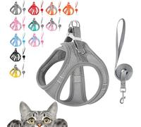 Stimulicat Cat Harness, Stimuli Cat Harness, Cat Harnes and Leash Set Escape Proof, Reflective Design, Double Fixation on The Neck and Chest (Gray, XS (Recommended 7-9 catties))
