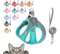 Stimulicat Cat Harness, Stimuli Cat Harness, Cat Harnes and Leash Set Escape Proof, Reflective Design, Double Fixation on The Neck and Chest (Pink-Gray, S (Recommended 10-14 catties))