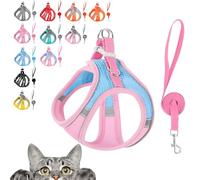 Stimulicat Cat Harness, Stimuli Cat Harness, Cat Harnes and Leash Set Escape Proof, Reflective Design, Double Fixation on The Neck and Chest (Blue and Pink, L (Recommended 18-28 catties))