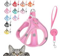 Stimulicat Cat Harness, Stimuli Cat Harness, Cat Harnes and Leash Set Escape Proof, Reflective Design, Double Fixation on The Neck and Chest (Pink, L (Recommended 18-28 catties))