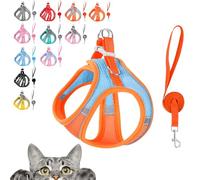 Stimulicat Cat Harness, Stimuli Cat Harness, Cat Harnes and Leash Set Escape Proof, Reflective Design, Double Fixation on The Neck and Chest (Blue and Orange, XS (Recommended 7-9 catties))