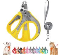 Stimulicat Cat Harness, Stimuli Cat Harness Design for Outdoor, Stimuli Cats Sling Escape Proof, Adjustable Soft Mesh Vest, Reflective Design, Allowing Cats to Safe and Stress-Free (Gray-Yellow,S)