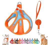 Stimulicat Cat Harness, Stimuli Cat Harness Design for Outdoor, Stimuli Cats Sling Escape Proof, Adjustable Soft Mesh Vest, Reflective Design, Allowing Cats to Safe and Stress-Free (Blue-Orange,L)