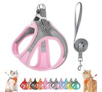 Stimulicat Cat Harness, Stimuli Cat Harness Design for Outdoor, Stimuli Cats Sling Escape Proof, Adjustable Soft Mesh Vest, Reflective Design, Allowing Cats to Safe and Stress-Free (Gray-Pink,XXXS)