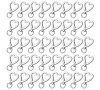 Stineng 40 clips de mosquetón de plata para llaves, llaveros en forma de corazón, soporte para tarjetas