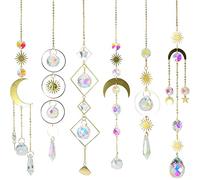 Stineng 6 unidades de cristales para colgar el sol con cadenas, colgantes ornamentales, bolas de cristal para jardín