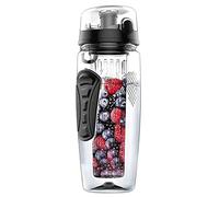 Stineng Botella de agua de 1000 ml / 32 oz de infusión de frutas de plástico para deportes de desintoxicación para - Negro