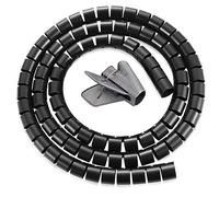 Stineng Organizador de cables en espiral flexible, protección de línea de almacenamiento, gestión de plástico negro, carrete de cable, accesorios de cable ordenados para el escritorio