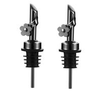 Stineng Pack de 2 vertedores de aceite de acero inoxidable, vertedor de botella, vertedor de aceite, vertedor de licor, función plegable automática, duradero, color negro