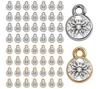 stino 40/48 colgantes de cristal emparejados para suministros de fabricación de joyas, piedras preciosas de diamantes de imitación para collares, aretes y manualidades, Pequeño, Acero aleado Diamante