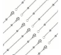 stino Paquete de 7 cadenas de acero inoxidable que no se deslustran para hacer joyas, collar de plata a granel, Figaro, serpiente, cuerda, rolo, caja, satélite, 50,80 cm, Acero inoxidable, No es una