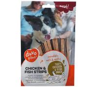 Stips de Pollo y Pescado Meat! para Perros - Snack Tierno a Base de Carne - Sabor a Pollo y Pescado - Aperitivo o Premio para Perros a Partir de 6 Meses - Envase con Autocierre - 80g - Duvo+