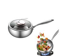 Stir Fry, Deep Nonstick Frying Pan with Lid, Flat Bottom Induction-Compatible and Rust-Proof Design, Sturdy Kitchen Cookware for Soup Making, Stewing, Stir-Fry Dishes, Silver