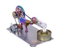 Stirling - Generador de electricidad modelo de motor con foco, patrón de estrella de seis puntas, volante, herramienta de experimento de ciencia educativa, base de aleación de zinc para profesores y
