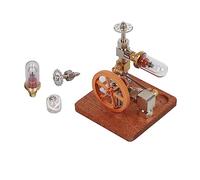 Stirling Model | Adjustable Speed Hot with Vertical Flywheel | Physics Science Kit for Young Learners/Classroom/Presents | Glass, Aluminum, Wood Construction