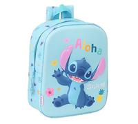 Safta Mochila de Guardería STITCH 3D – adaptable a carro, fácil limpieza, 22x10x27 cm