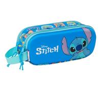 Stitch 3D - Portatodo Doble 3D, Estuche Infantil, Estuche Niño, Ideal para Niños en Edad Escolar, Cómodo y Versátil, Calidad y Resistencia, 21x6x8 cm, Color Azul