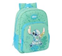 STITCH ALOHA - Mochila Escolar Infantil Animada, Mochila Niño, Mochila Infantil, Adaptable a Carro, Ideal para Niños en Edad Escolar, Cómoda y Versátil, 26x11x34 cm, Color Turquesa