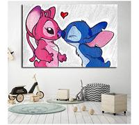 Stitch and Angel - Lienzo decorativo motivacional para pared, póster nórdico, impresiones para oficina, dormitorio, decoración del hogar, obras de arte, 60 x 90 cm, sin marco